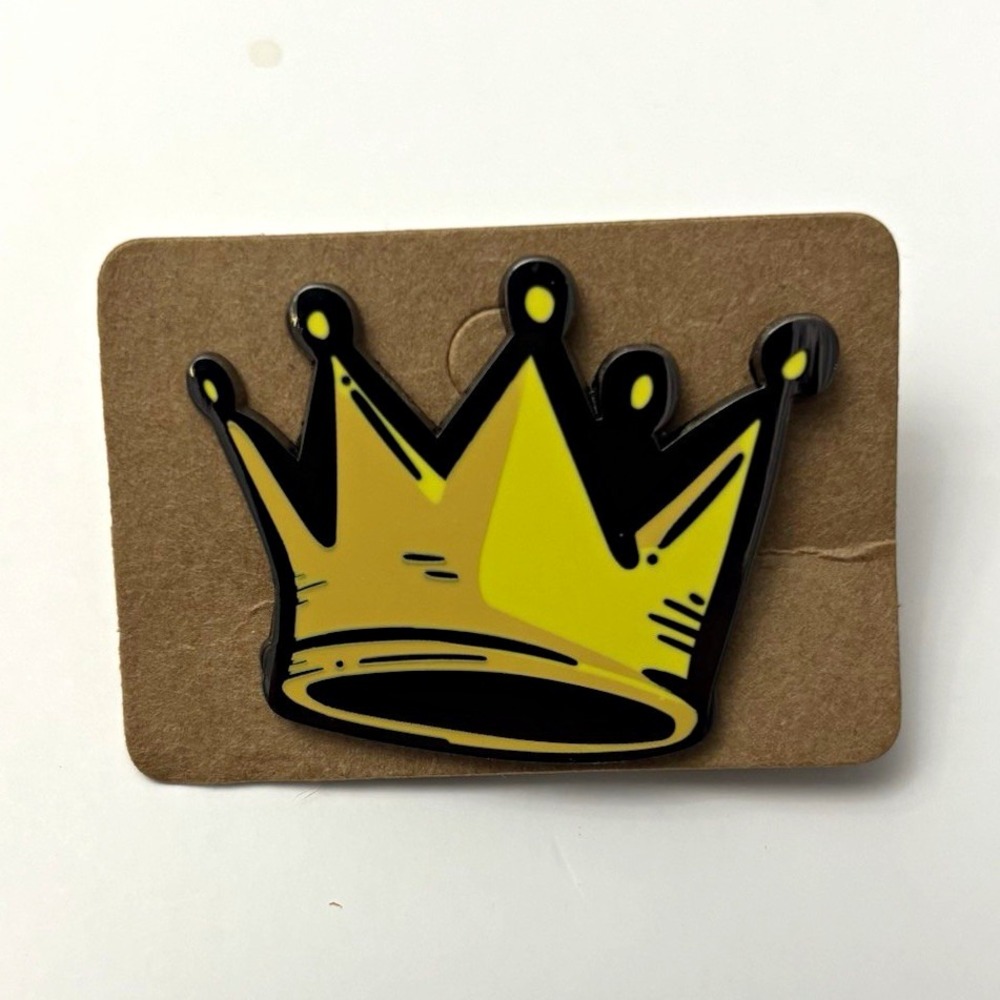 Yellow Crown Design Lapel Pin Pinback Pin Includes 2 Black Clutch Backs